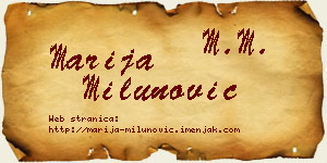 Marija Milunović vizit kartica